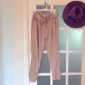BILLABONG PAPER-BAG HIGH WAISTED PANTS- LARGE-